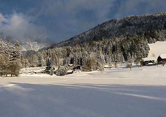 Unser Haus im Winter - Südseite - Panorama